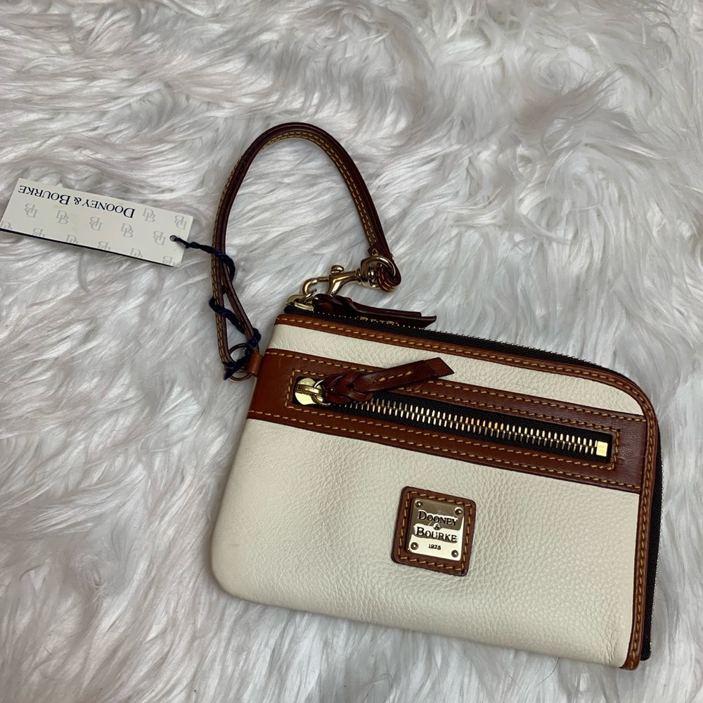 Dooney & Bourke White and Brown Wristlet